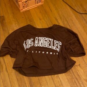 SHEIN Brown Crop Top Short Sleeve Relaxed Fit